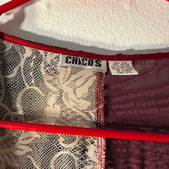 Chicos Silk Fringe Patchwork Jacket Vintage size medium large - Picture 3 of 10